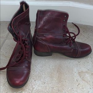 Maroon Steve Madden Combat Boots